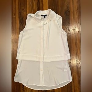 Banana Republic white tank style top button up